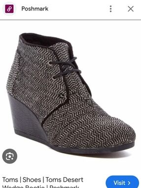 Toms Desert Wedge Bootie in Black and White